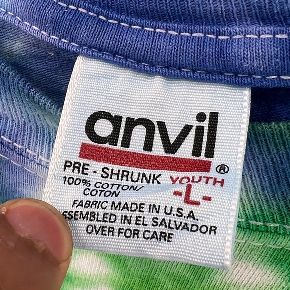 Vintage Anvil Youth Tie Dye Wolf Creek Long Sleeve Wildcats 2000's T-Shirt L - Picture 7 of 10